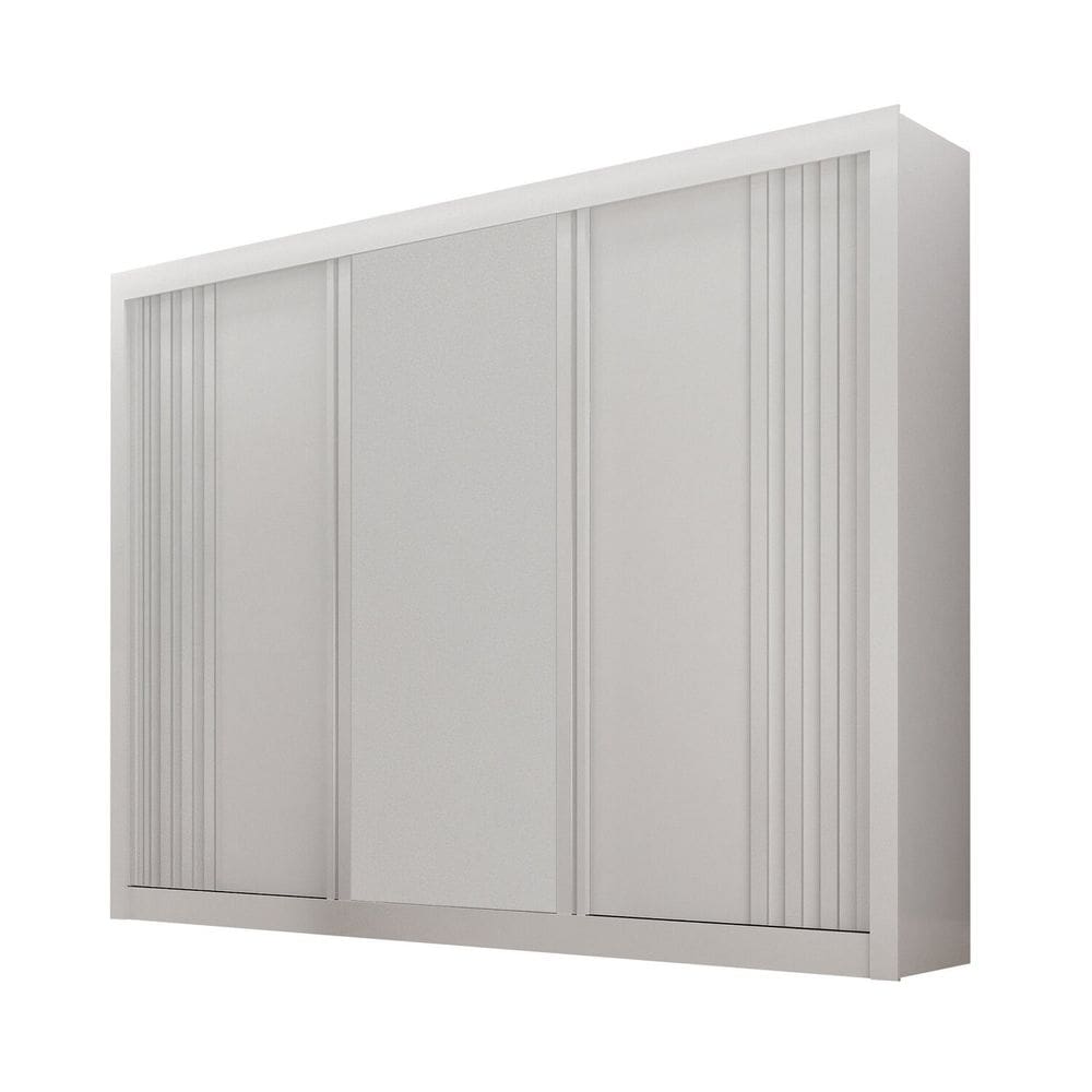Guarda-Roupa 3 Portas Portas Ripadas Milano Branco