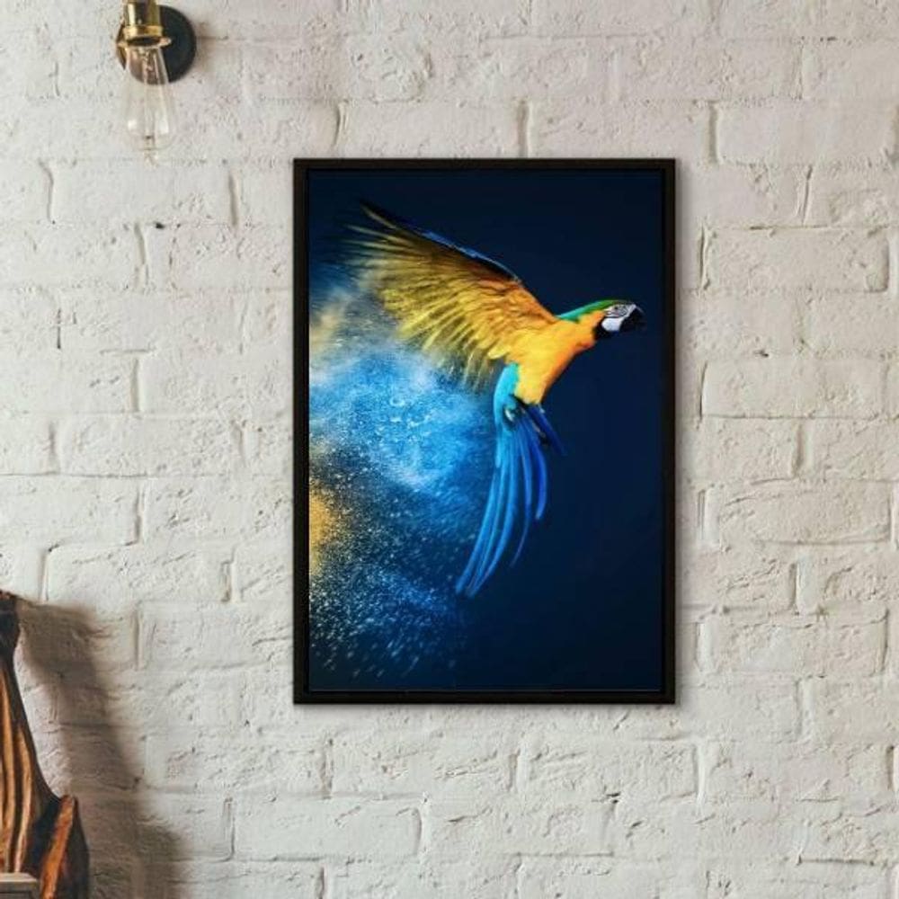 Quadro Decorativo Fotografia Arara 24X18 Com Vidro - Preta