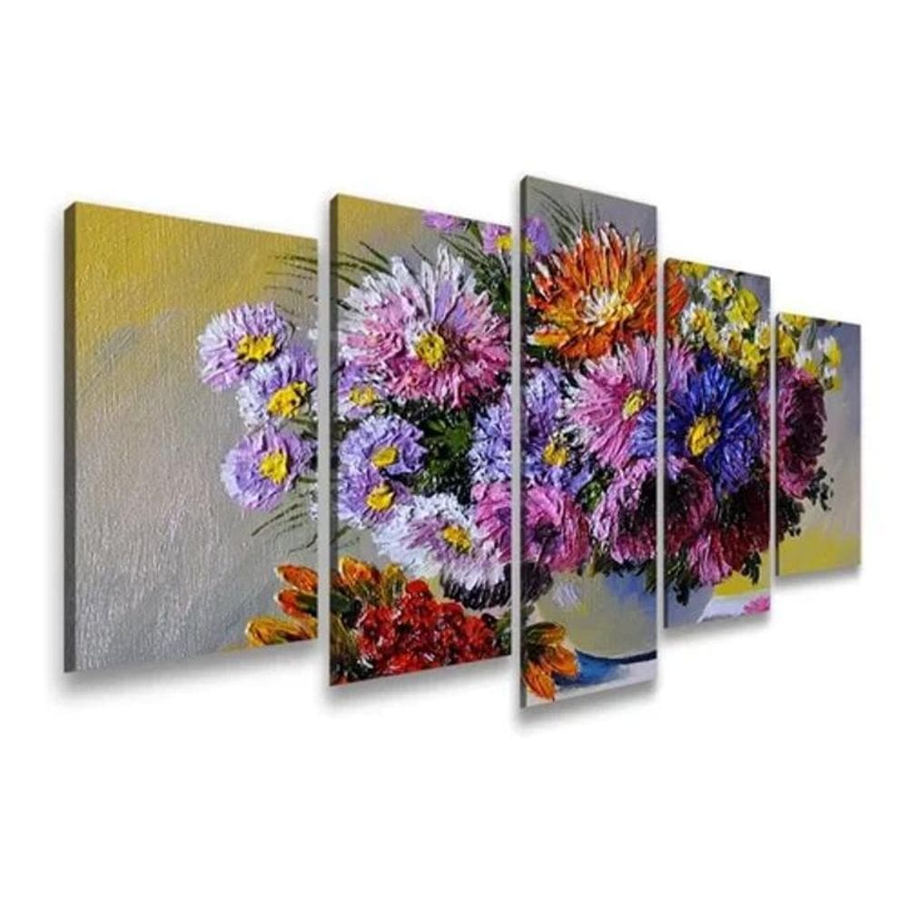 Quadros Decorativos Flores Pintura A Óleo Abstrato Mosaico