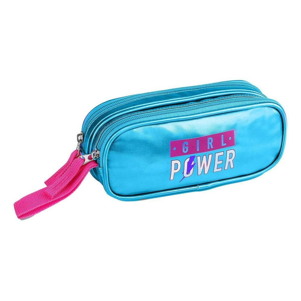 Estojo Duplo Escolar Girl Power Azul Feminino - Clio