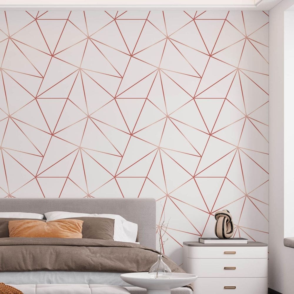 Papel De Parede Adesivo Zara Braco Com Rosê Gold - 3,0M