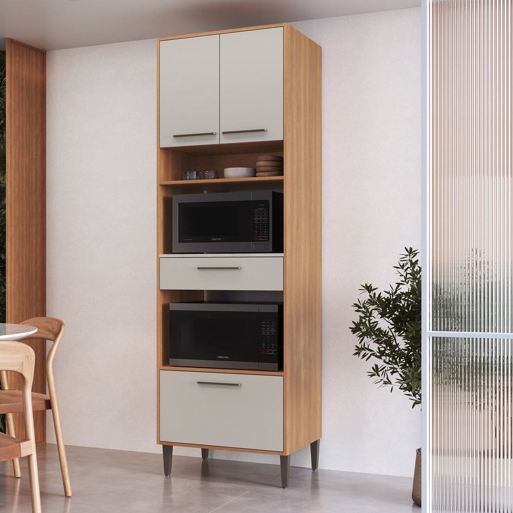 Paneleiro Torre Quente para Forno e Micro-ondas 3 Portas 1 Gaveta Jade Freijo/Arenas