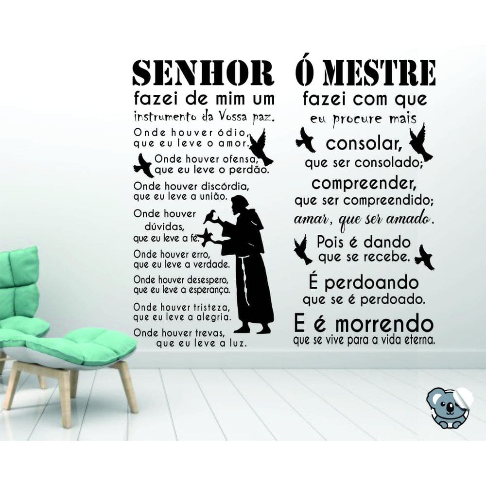 Adesivo De Parede Oração De São Francisco De Assis Completa