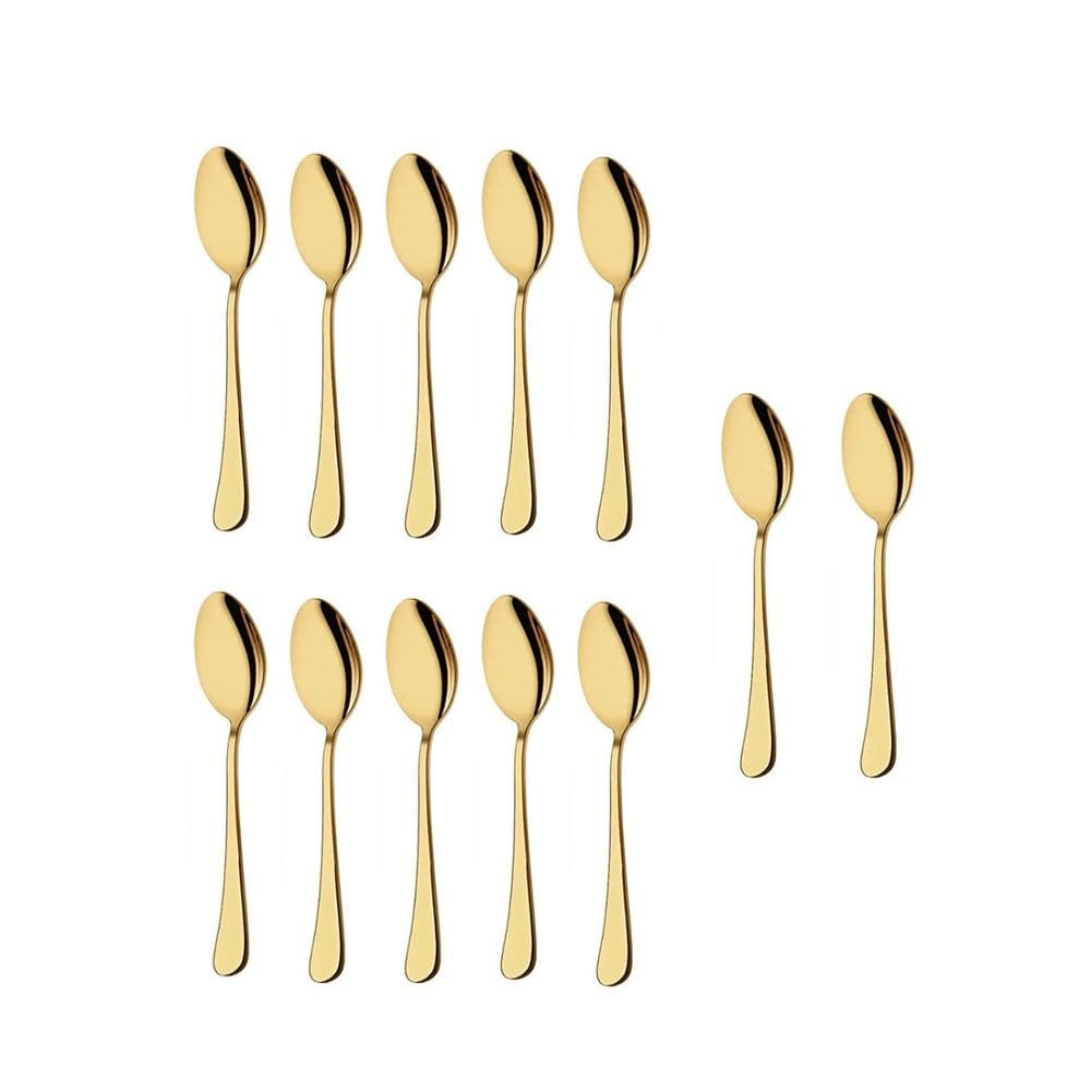 Colher de Cha e Cafe Dourado Jogo de Colheres Aço Inox 50un