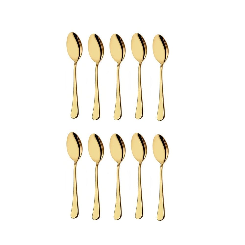 Colher de Cha e Cafe Dourado Jogo de Colheres Aço Inox 10un
