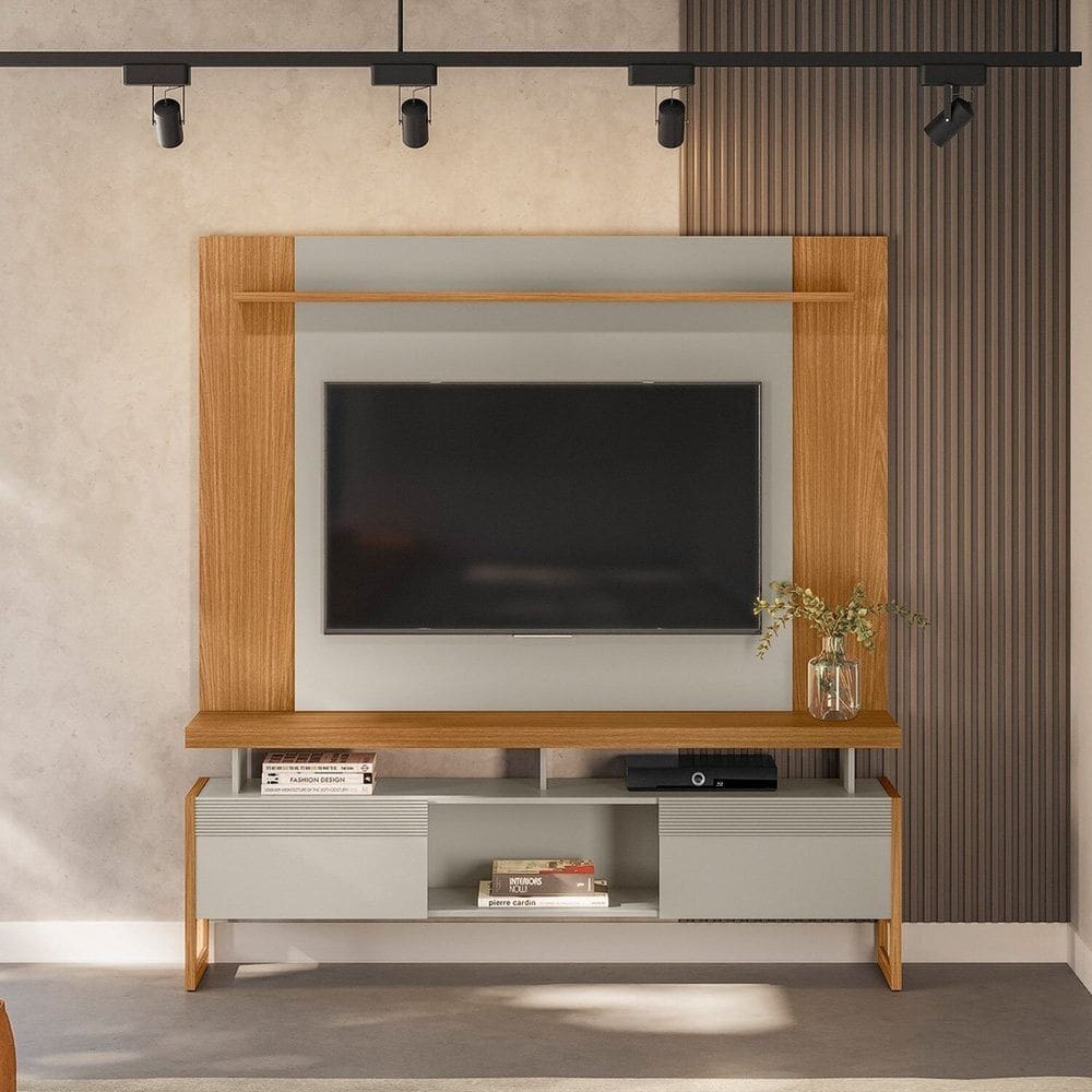 Rack para TV até 70 Polegadas e Painel Extensível para TV até 55 Polegadas Marrom/Off White