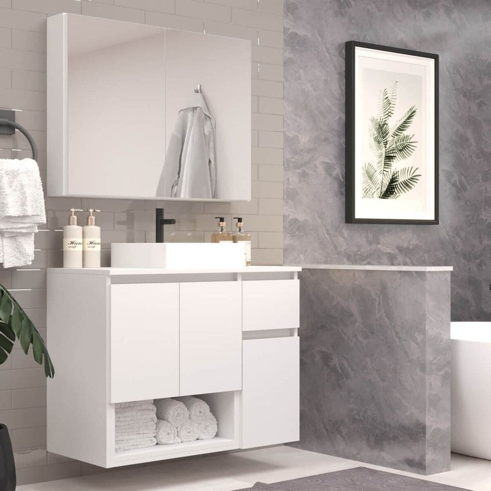 Conjunto de Móveis para Banheiro 80cm Aurora Branco