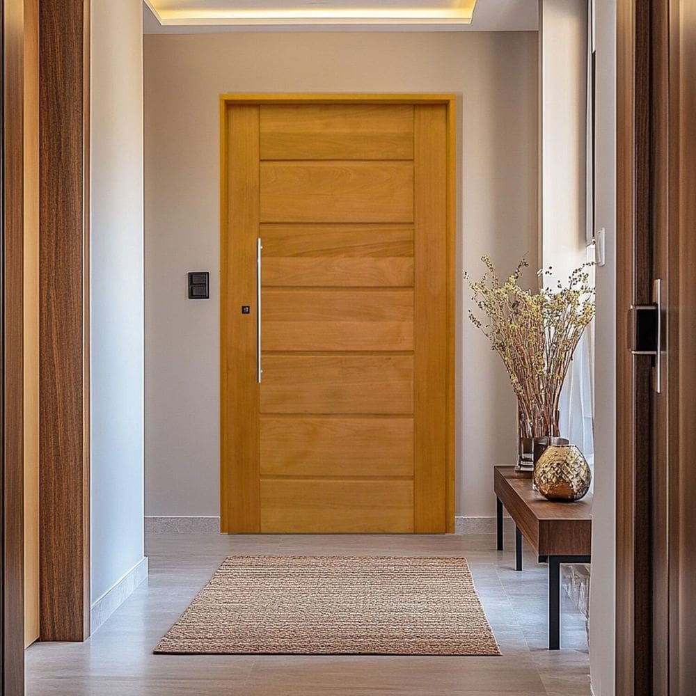 Porta Tauari Batente Misto 14 Puxador Tubo 102x210cm Direito Rodam Natural