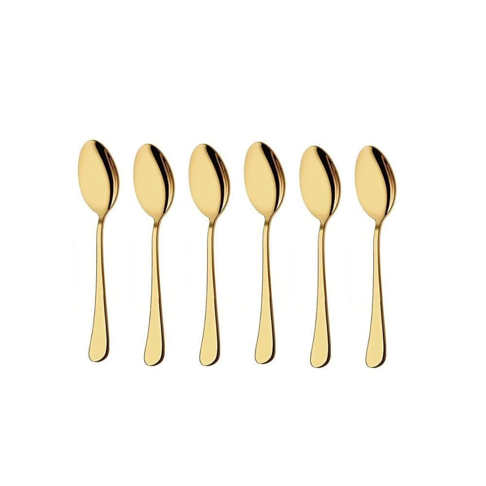 Colher de Cha e Cafe Dourado Jogo de Colheres Aço Inox 6un