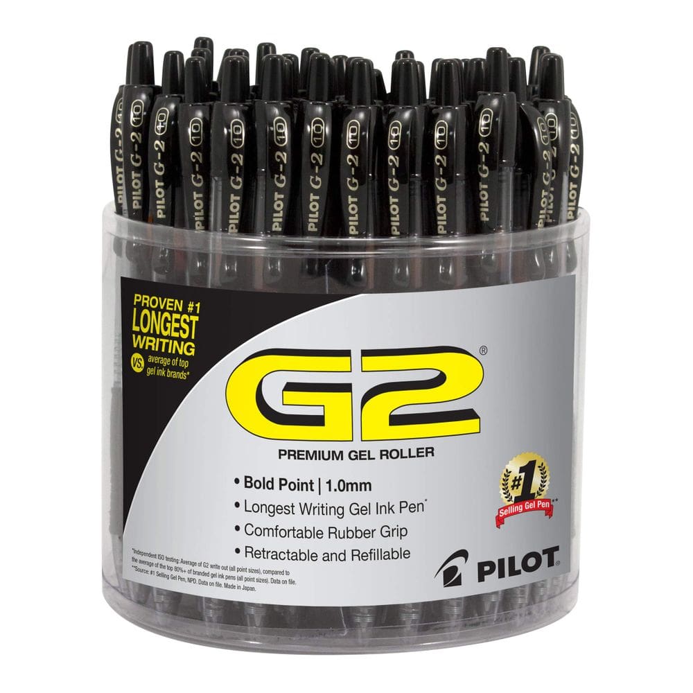 Canetas de rolo de gel Pilot G2 Premium Bold Point 1 mm pretas x48