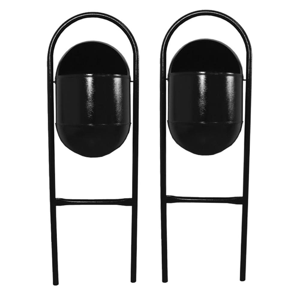 Kit 2 Lixeira Portugal FechadaChapa Parque Calçada Rua 115cm