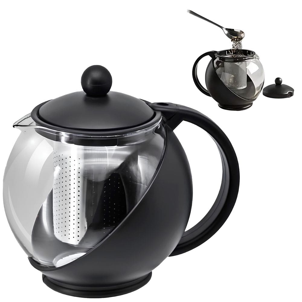 Chaleira Bule Jarra Infusora De Vidro Infusor De Aço Inox Para Chá 750 Ml