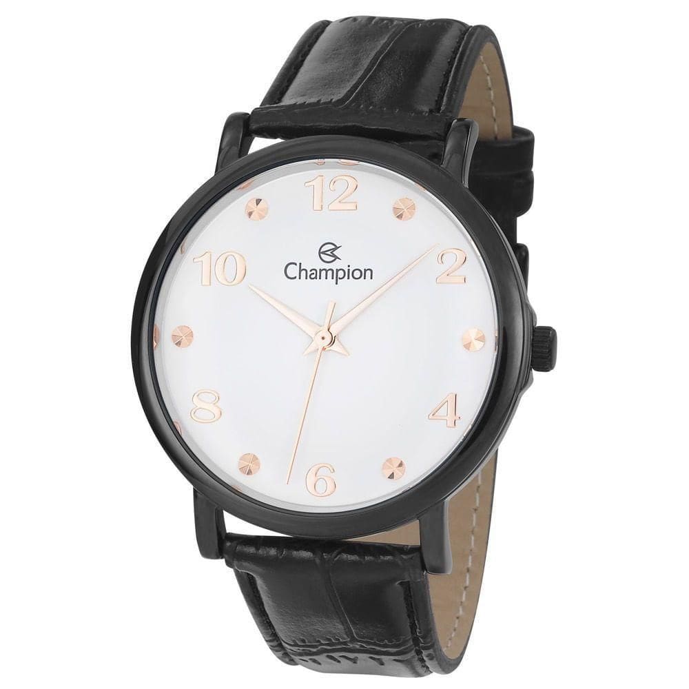 Relógio Champion Feminino Preto Couro Cn24253m