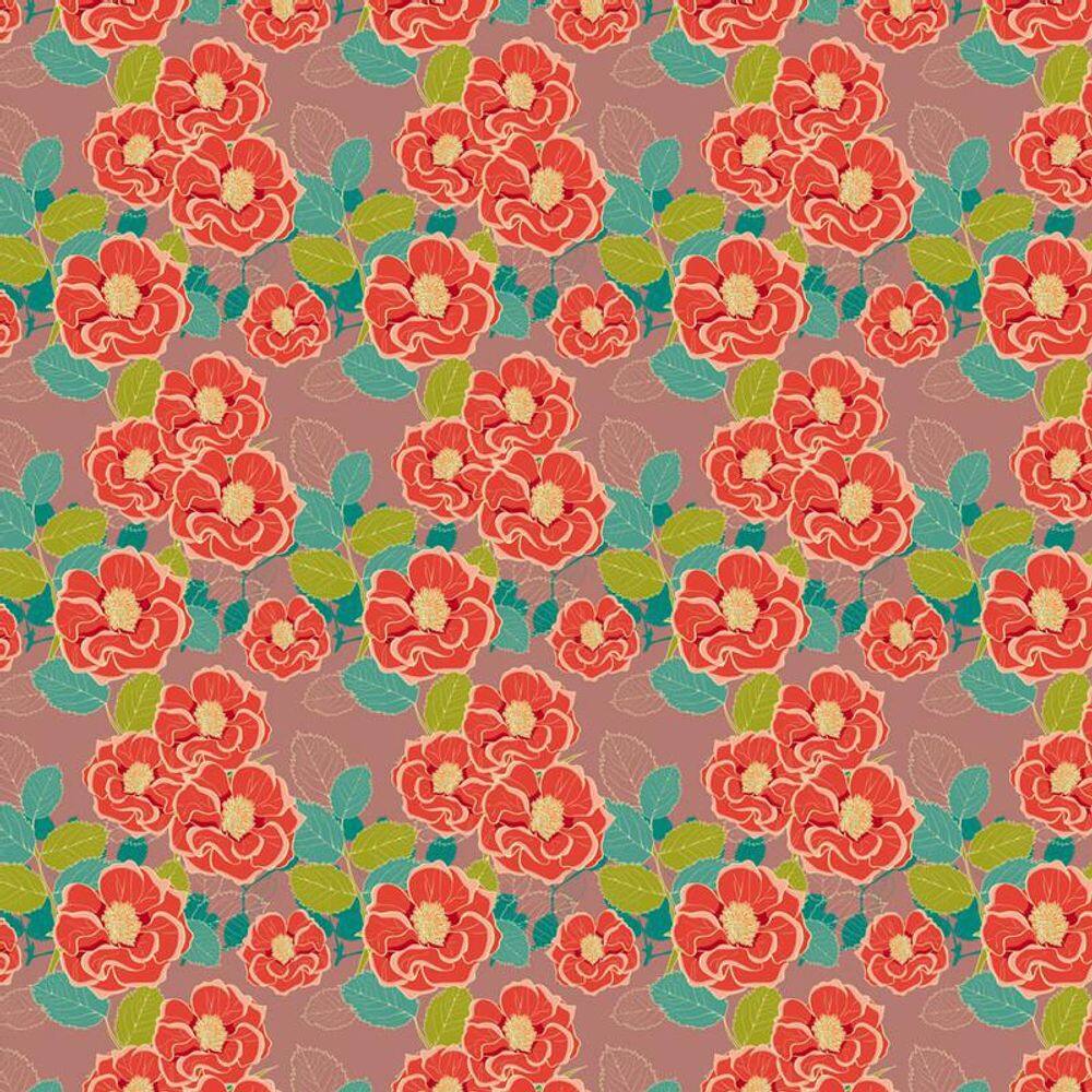 Papel Parede Floral Flores Vermelhas Autocolante Sala Quarto
