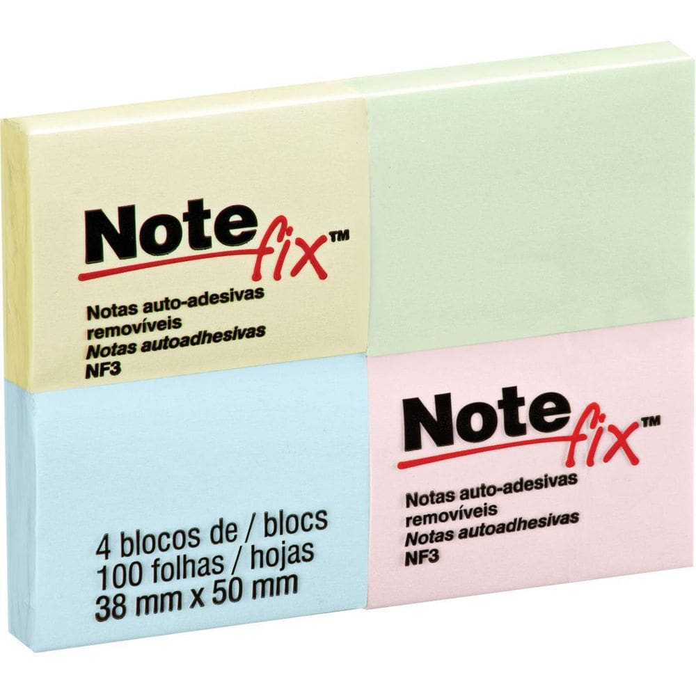 Bloco De Recado Autoadesivo Notefix 100 Folhas 38Mmx50Mm