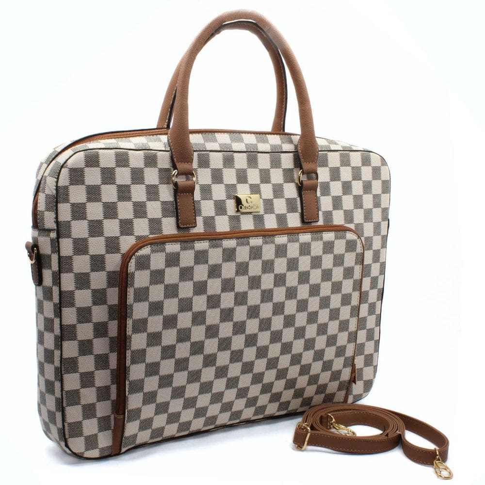 Bolsa Casteliê Pasta Casual Feminina - Off White e Marrom