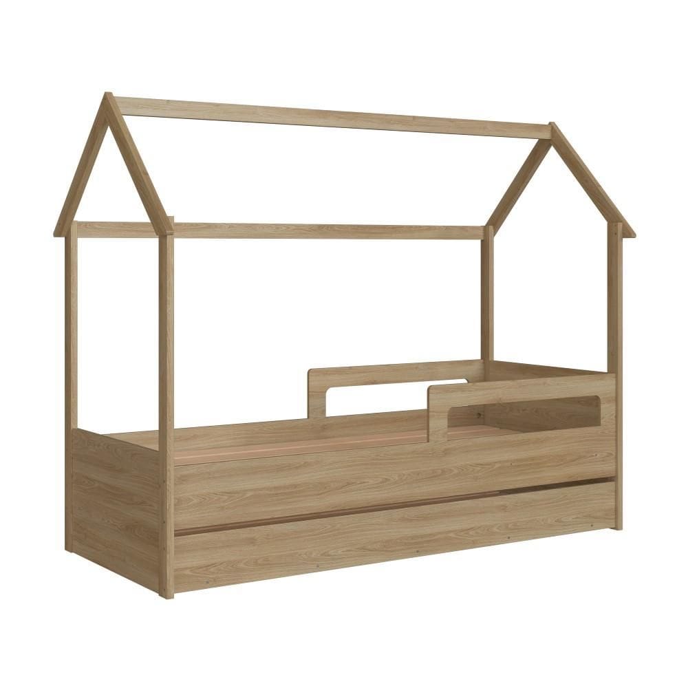 Cama Infantil Com Colchão Montessoriana Auxiliar Marrom