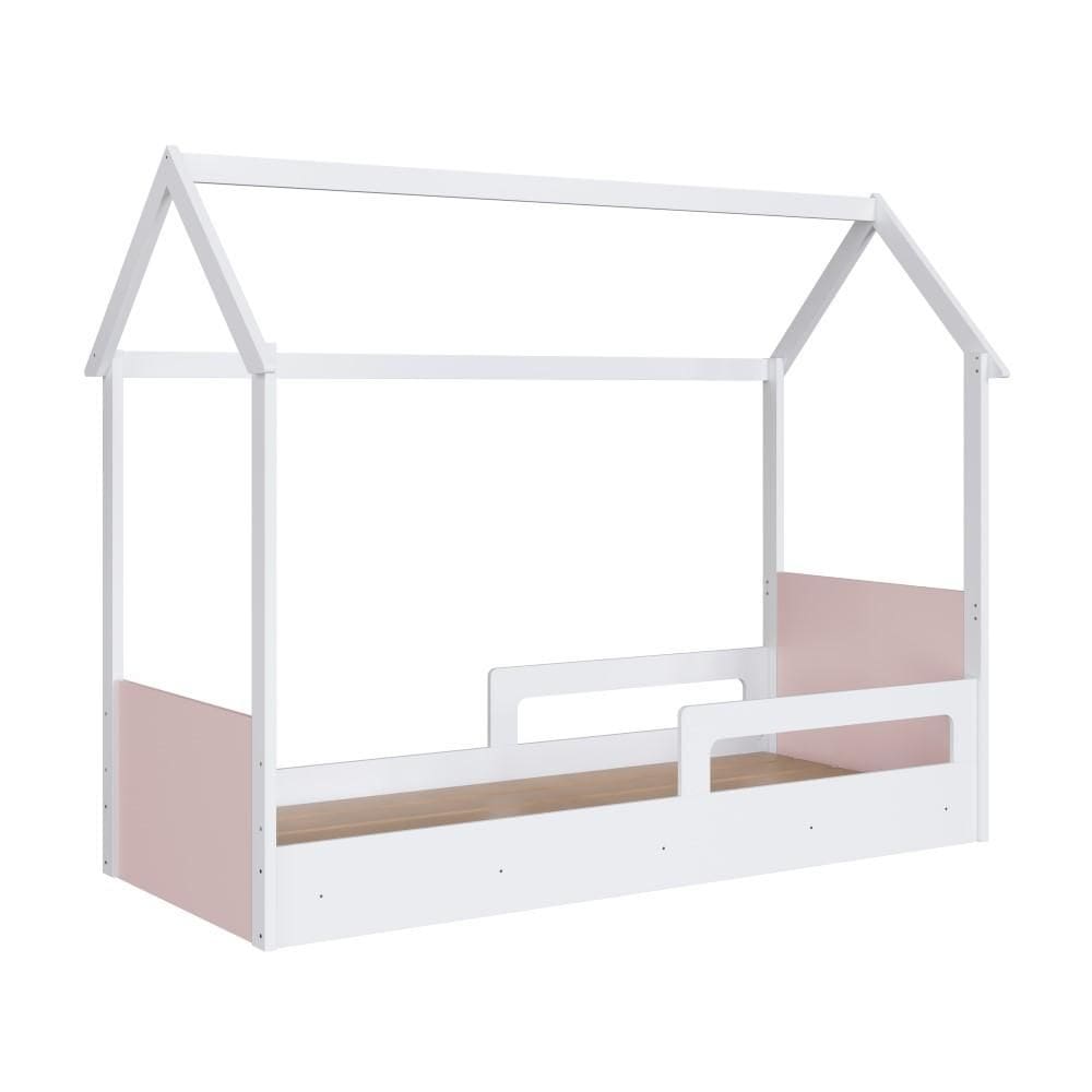 Cama Infantil Montessoriana Branca e Rosa Completa