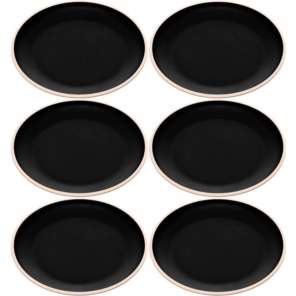 Conjunto 6 Pratos para Lanche Sobremesa Melamina Preto Wolff Class Pratinhos 15cm Mesa Posta