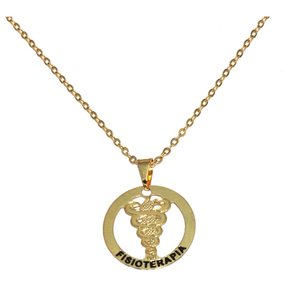 Colar Minha Profissão Fisioterapia Fisio Folheado 18k