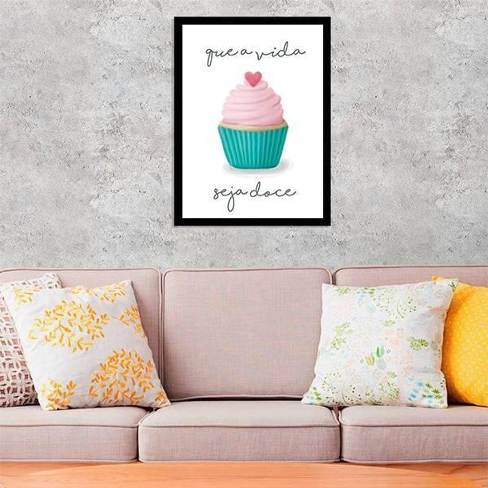 Quadro Cupcake - Que A Vida Seja Doce 24X18Cm - Com Vidro