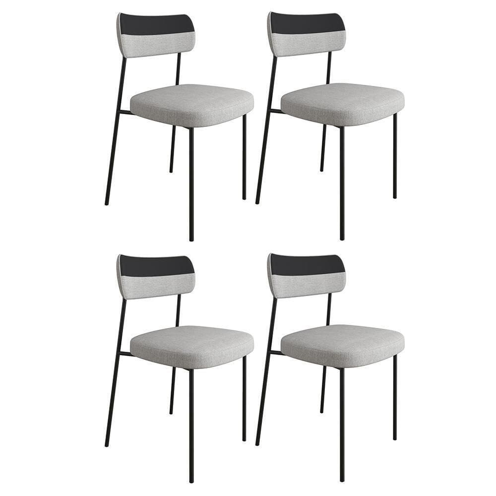 Kit 4 Cadeiras Estofadas Milli Corano-linho A14 Preto-cinza - Mpozenato