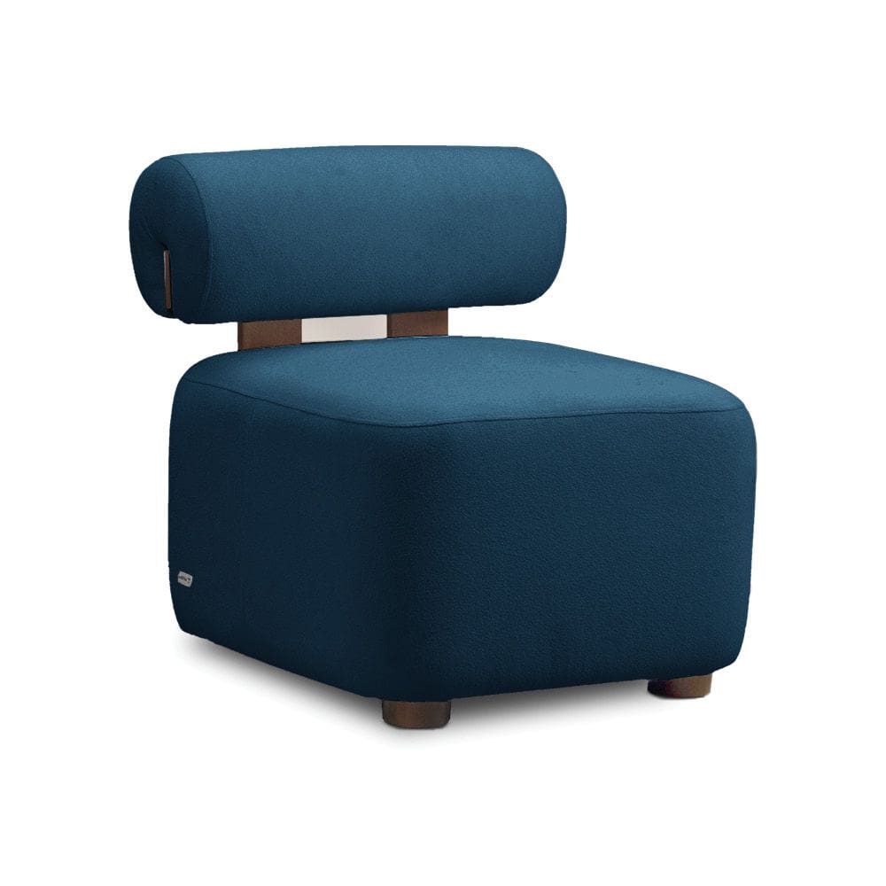 Poltrona Decorativa para Sala Helora Bouclê Azul Marinho E03 - D`Rossi