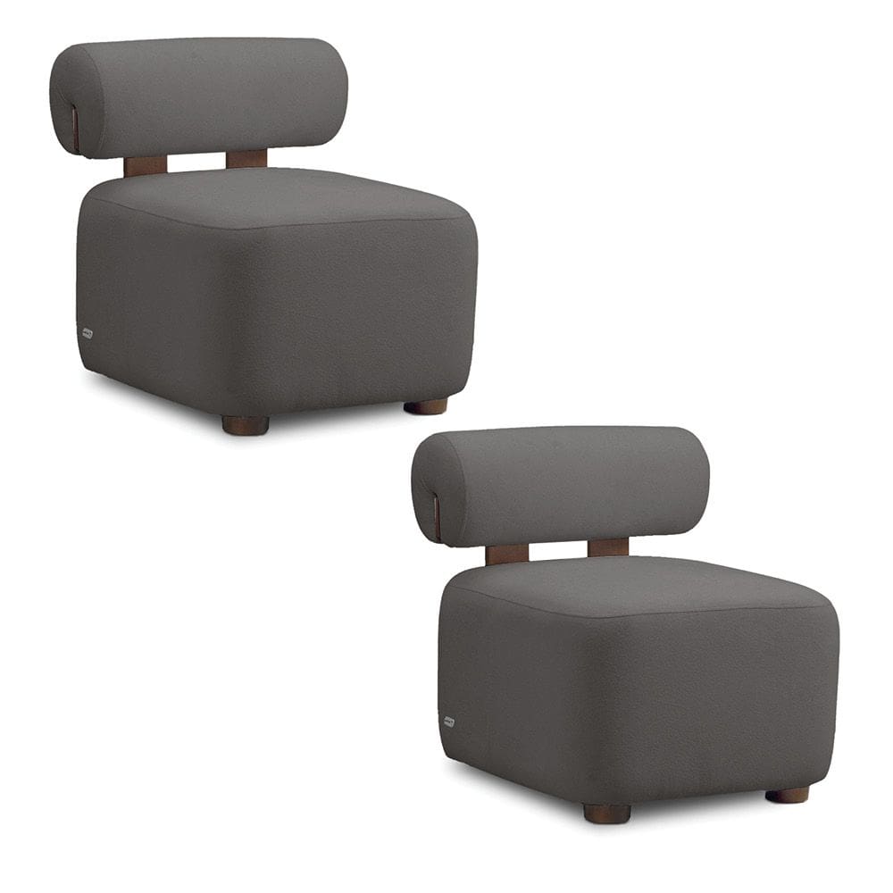 Poltrona Decorativa para Sala Kit 2 Helora Bouclê Cinza Escuro E03 - D`Rossi