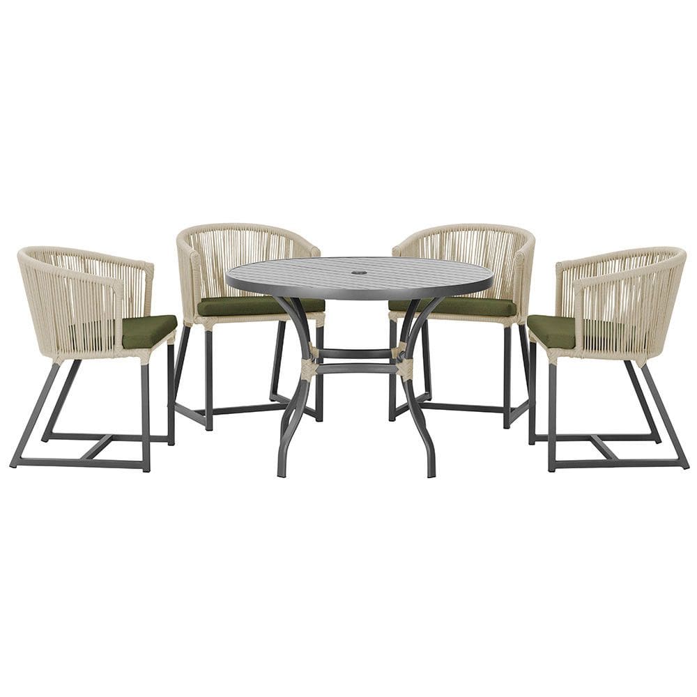 Mesa com 4 Cadeiras de Jantar Roma 100cm e Noronha em Aluminío
