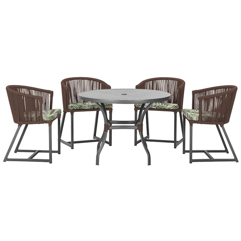 Mesa com 4 Cadeiras de Jantar Roma 100cm e Noronha em Aluminío