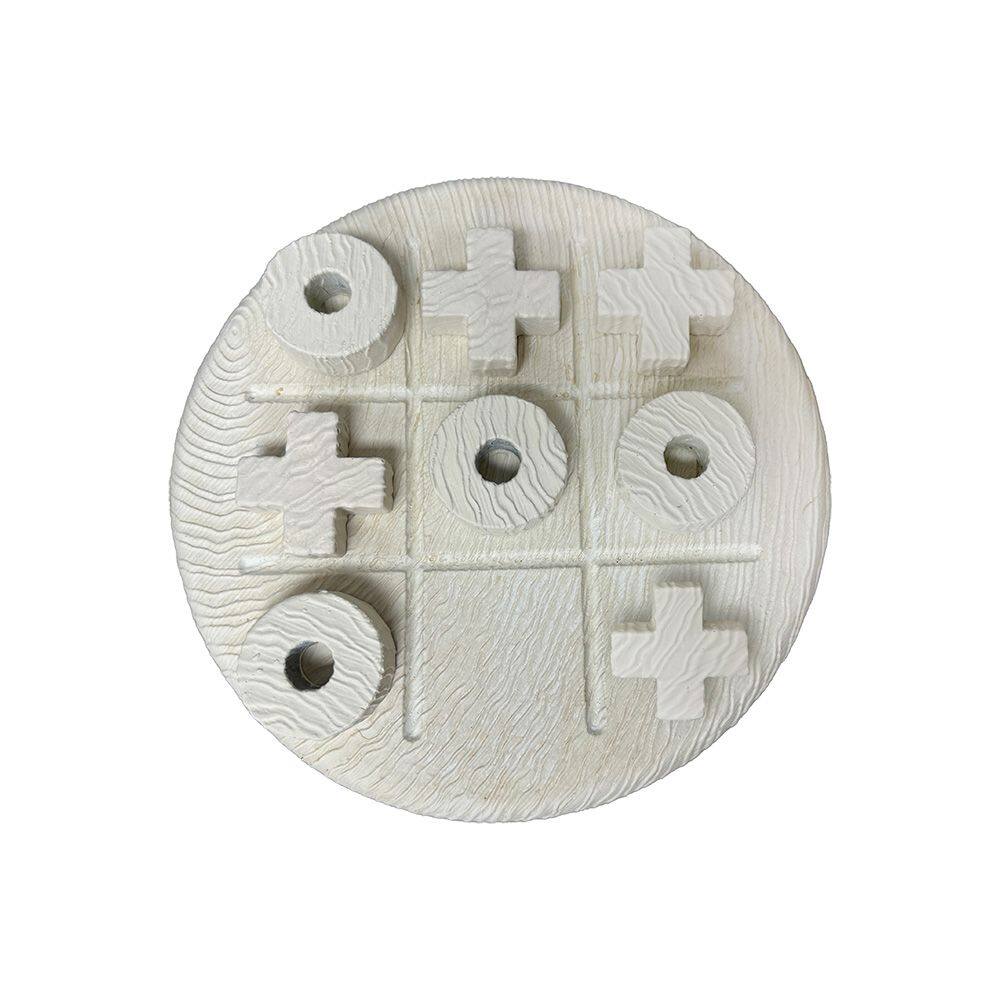 Peça Decorativa Jogo da Velha em Cimento Branco 18cm TMN3018 BTC