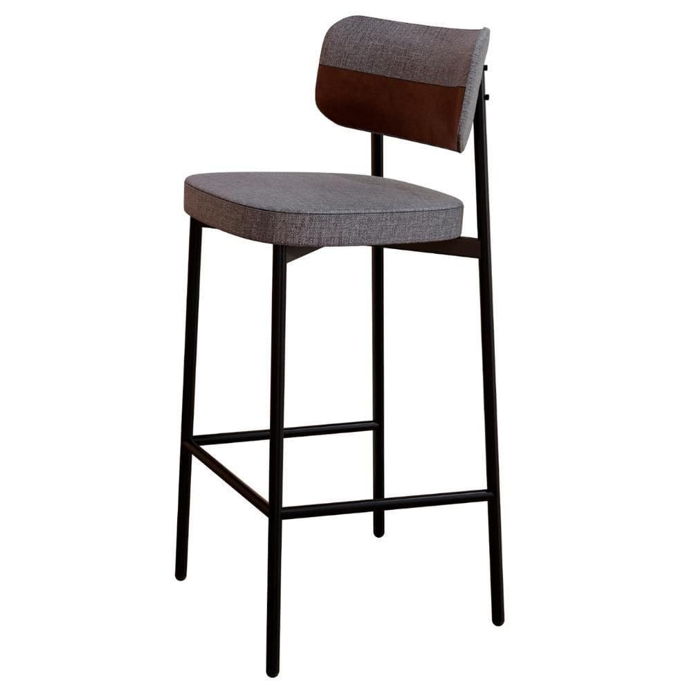 Banqueta Alta Bar Estofada Ella M25 Linho Cinza-whisky - Mpozenato