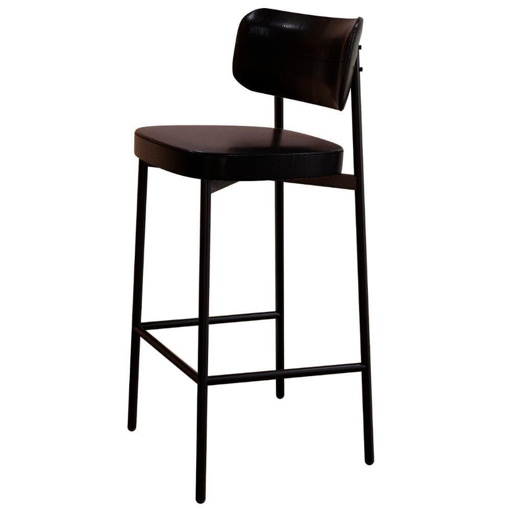 Banqueta Alta Bar Estofada Ella M25 Sintético Preto - Mpozenato