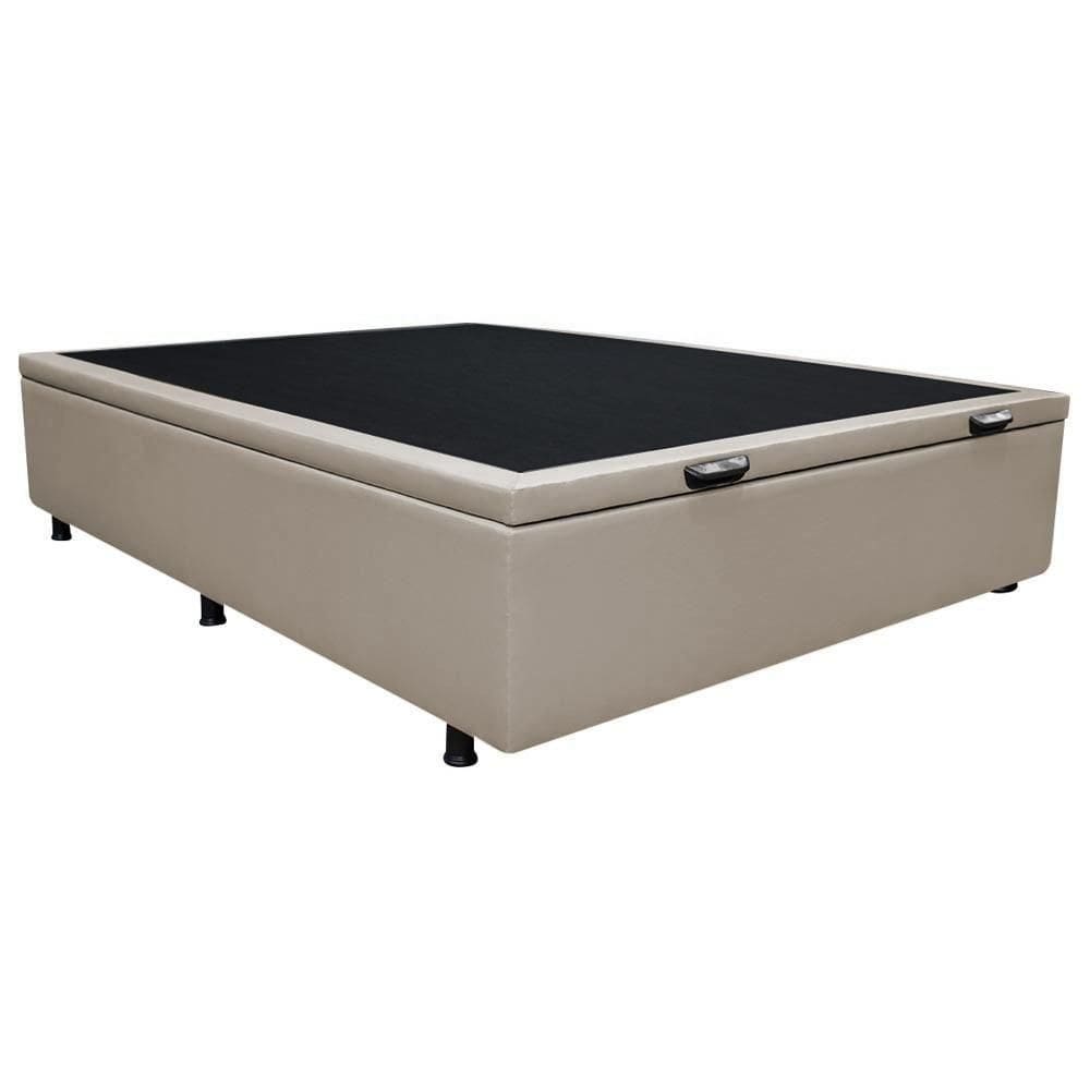 Base Baú Para Cama Casal 138x188cm Liz S05 Sintético Bege - Mpozenato