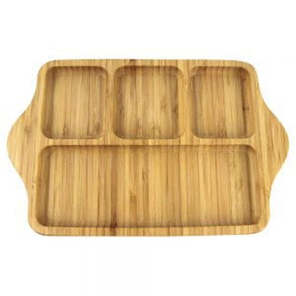 Bandeja De Bambu Com Divisórias 27,5x17,5cm Ck4359