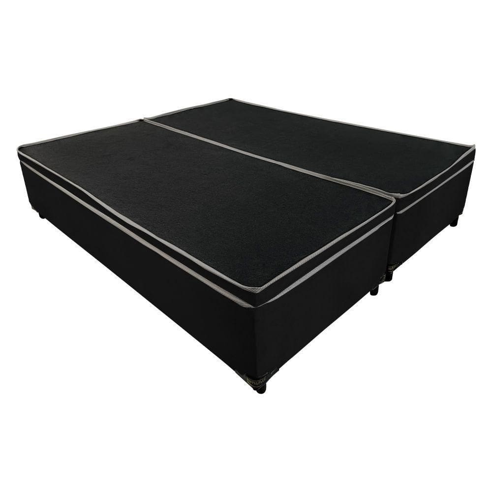 Base Cama Bau Articulado Queen 1,98x1,58x0,40 Suede E Preto