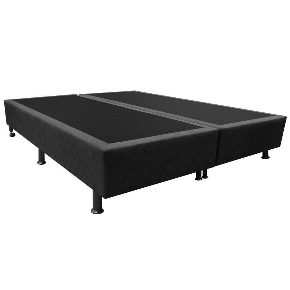 Base Para Cama Casal Queen 158x198cm Bipartido Liz S05 Suede Bordado Preto - Mpozenato
