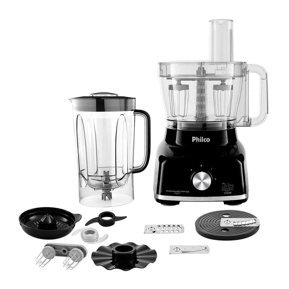 Multiprocessador De Alimentos Philco Pmp1600p 9 Em 1 1700w Preto 220v