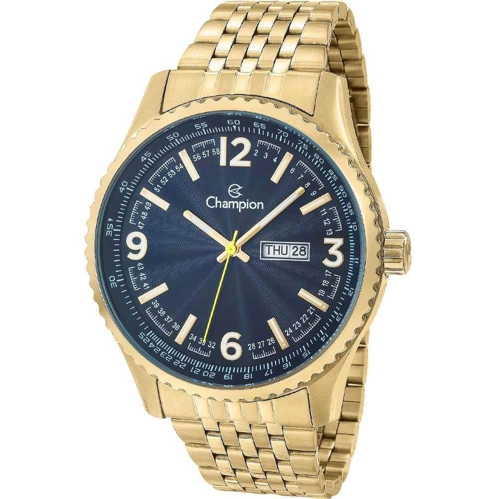 Relógio Champion Masculino Azul Dourado Ca31604a