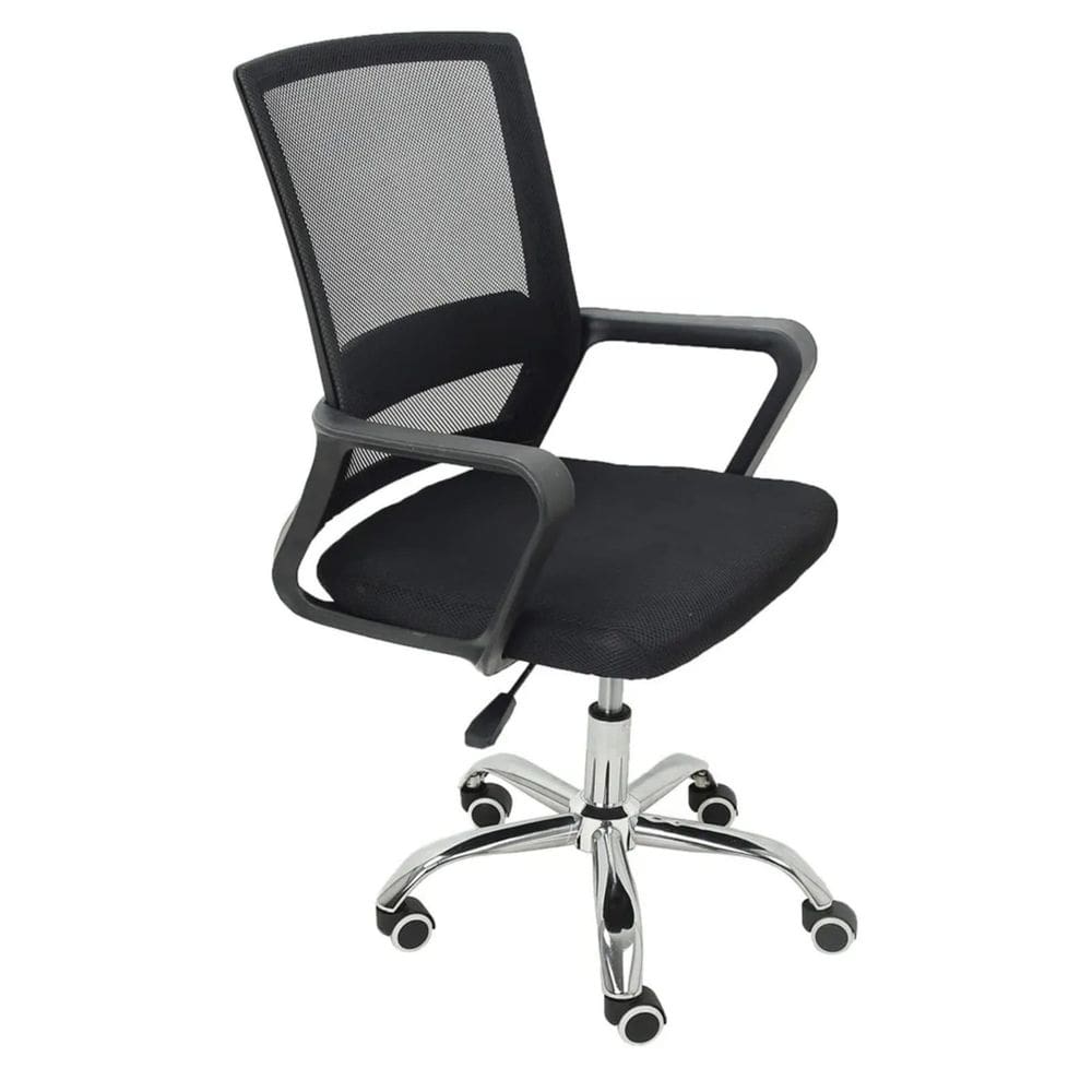 Cadeira De Escritório Com Base Cromada Ergonômica Luxo