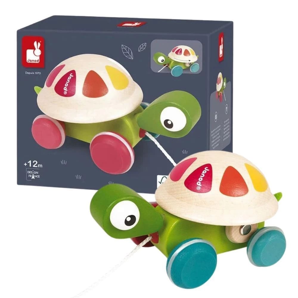 Tartaruga Para Passear Com Rodinhas Carrinho Infantil Em Madeira Com Cordinha - /Janod