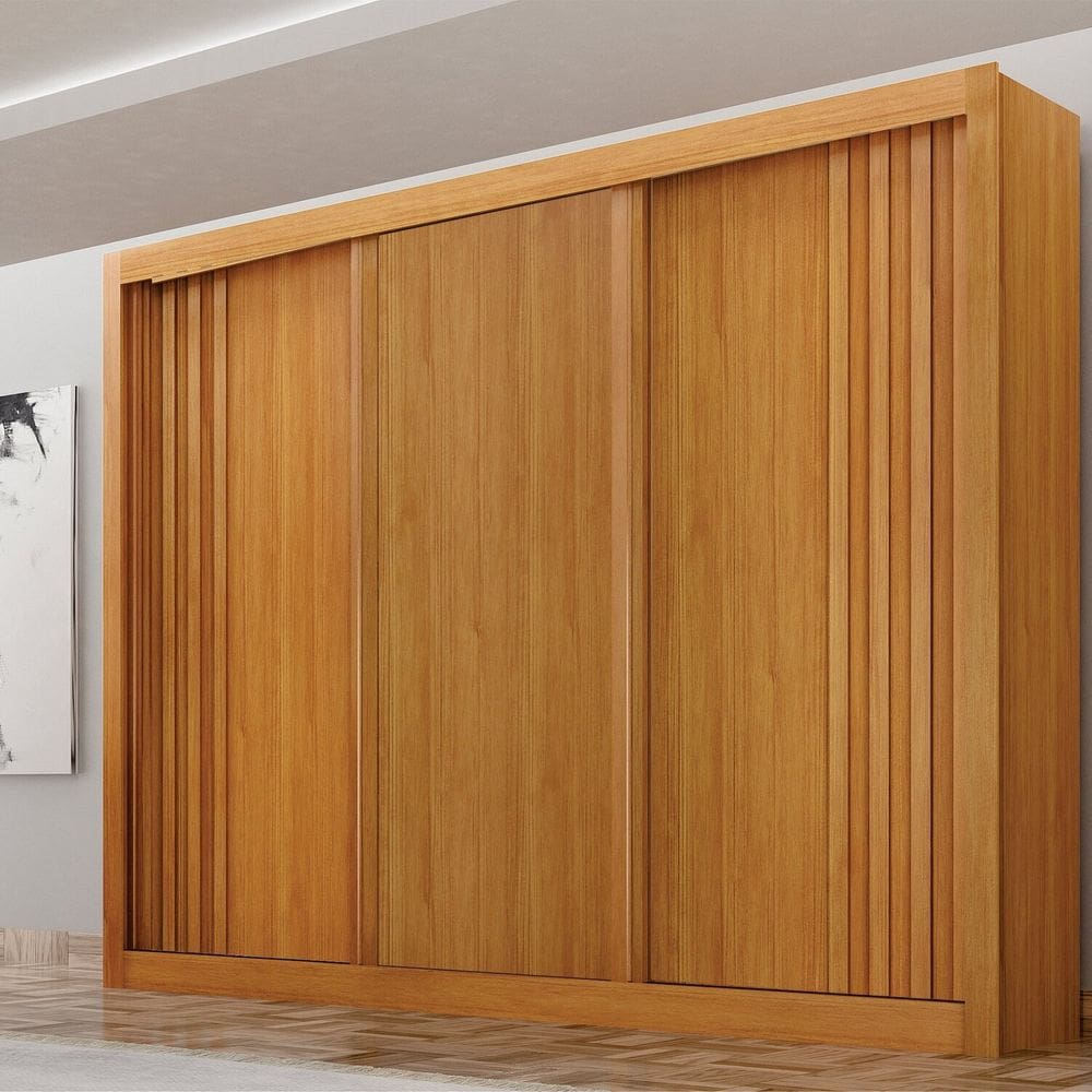 Guarda-Roupa 3 Portas Portas Ripadas Milano Cinamomo
