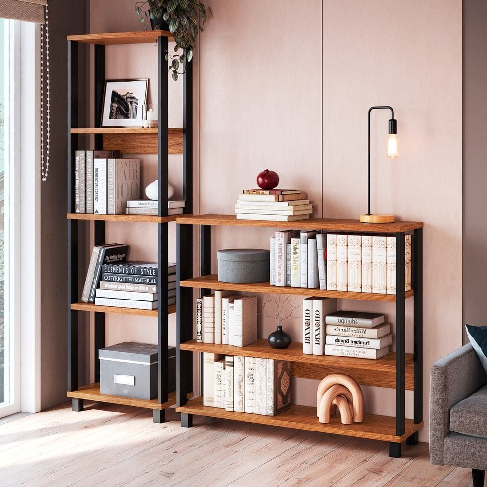 Estante Modular para Sala de Estar 185cm x 55cm x 29cm Freijó/Preto