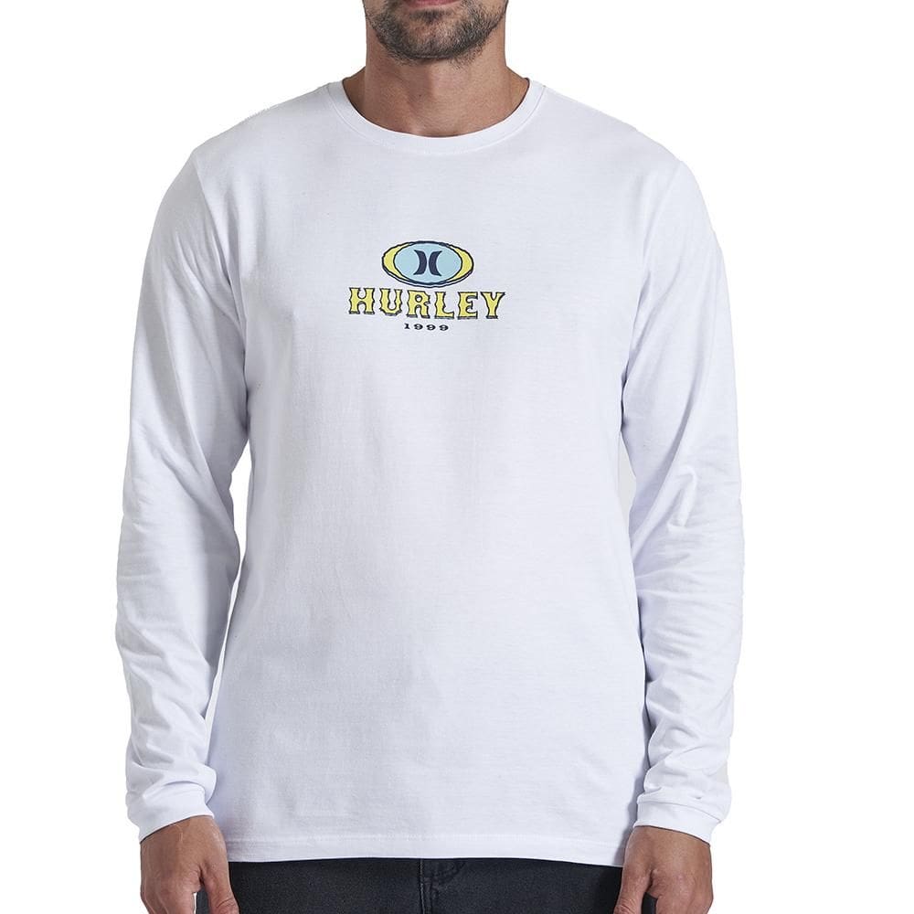 Camiseta Hurley Manga Longa Retro Waves W25 Masculina Branco