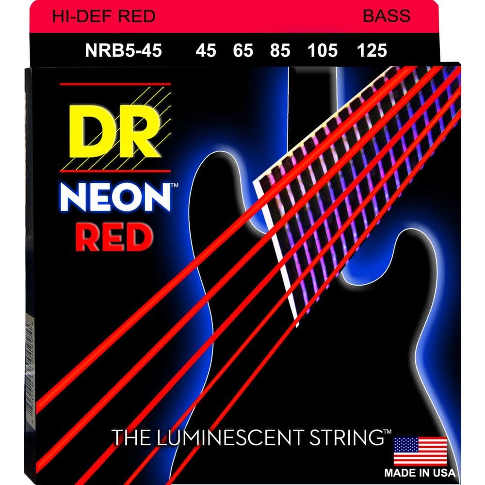 Cordas de guitarra acústica DR Hi-Def Neon Red Bass Medium 5