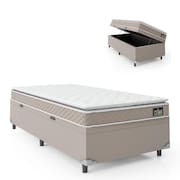 Cama Baú Solteiro Colchão D33 Pillow Top Millenium 88x188x57cm Bege Suporta até 100kg por pessoa Bege