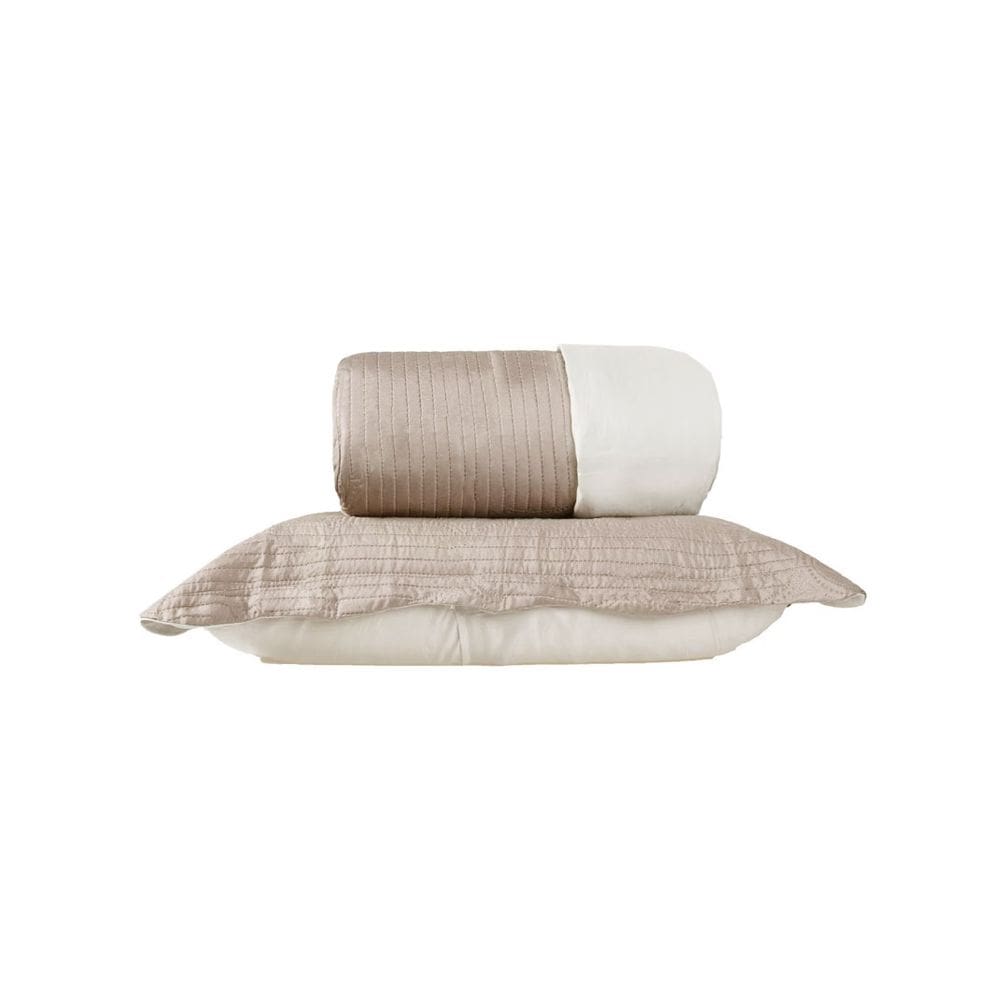 Colcha Cobre Leito Casal KING Matelasse Bege e Fronhas