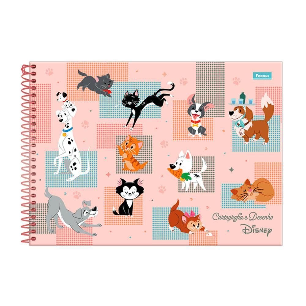 Caderno Cartográfia 80Fls Disney Pets Salmão Foroni
