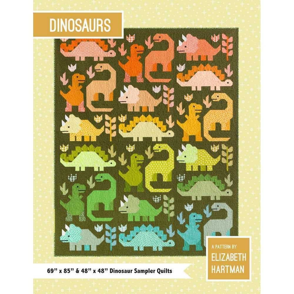 Amostra de retalhos de dinossauro Elizabeth Hartman com padrão de edredão