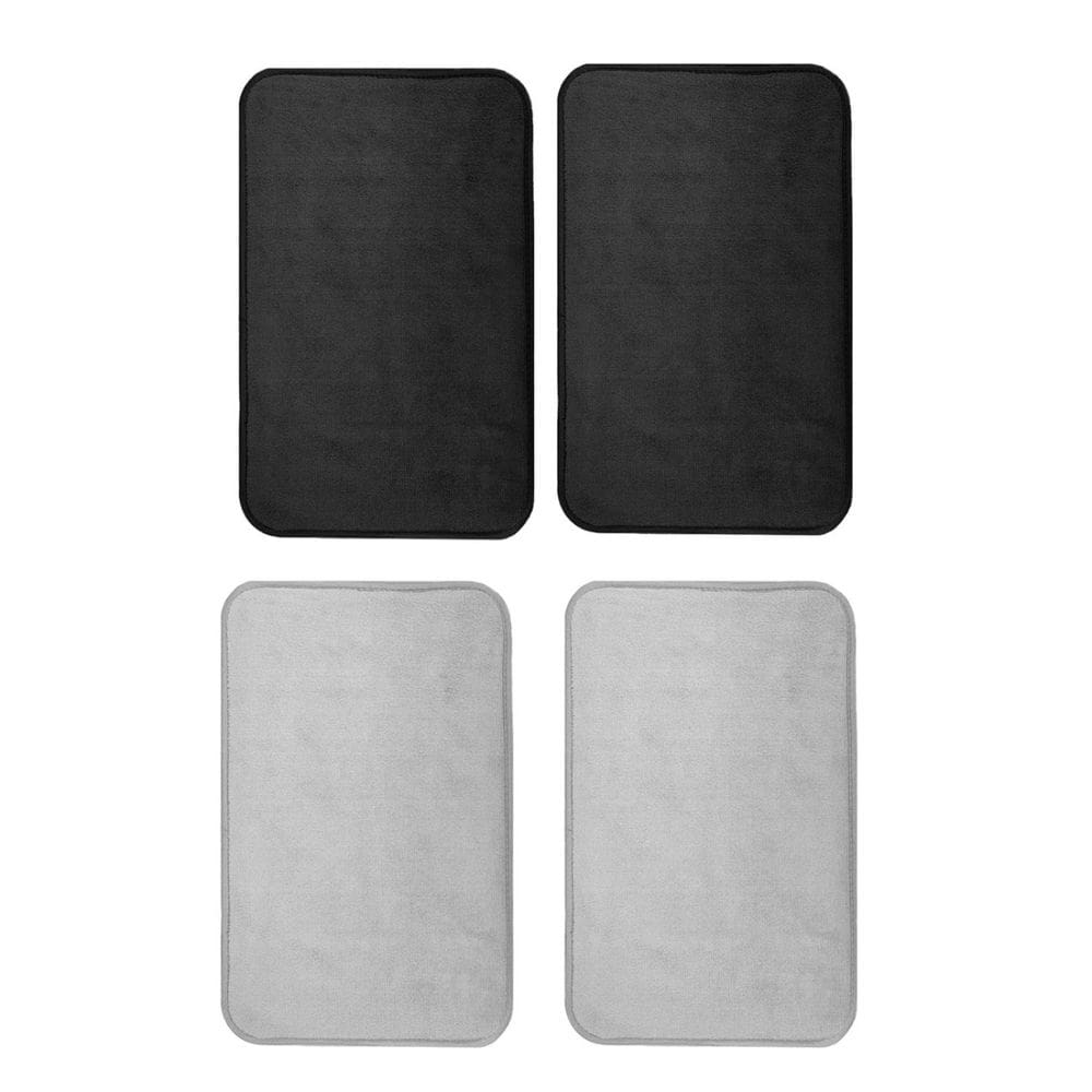 Tapete de Banheiro Preto Cinza Antiderrapante Retangular 4un